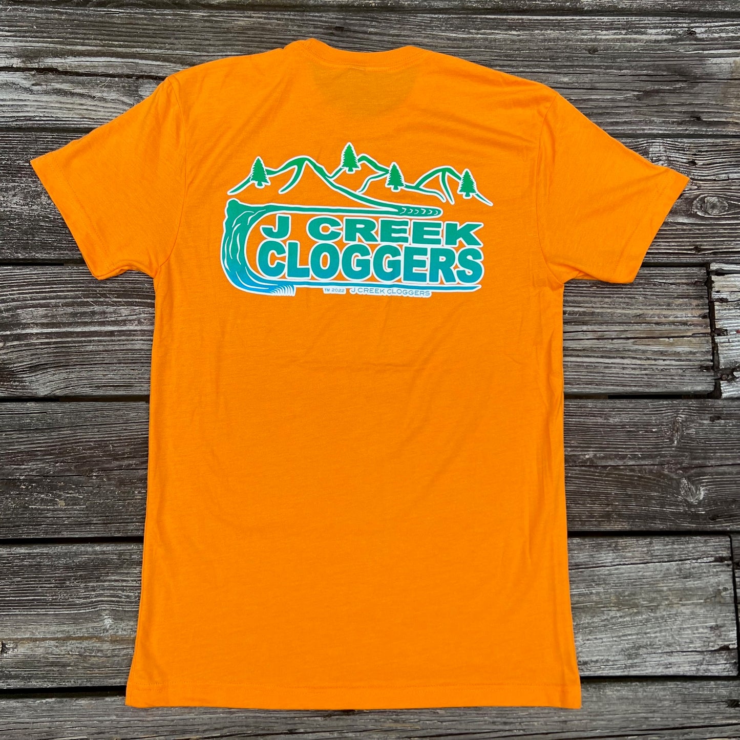 J Creek Cloggers Bright Orange Short Sleeve Shirt
